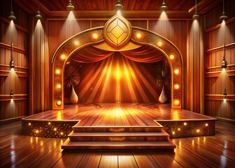 Fototapeta premium creative 3d wood stage with abstract textures and elegant polished premium wooden platform