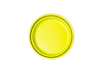 Isolated yellow silicone travel plate on white background