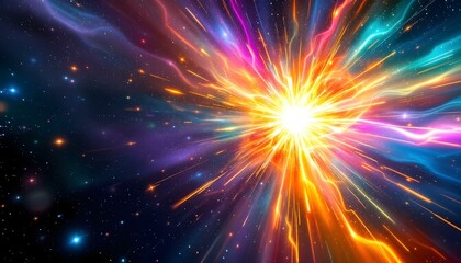 Holographic solar flare in cosmic fireworks display background, glaxy background, significantly, scientific glaxy concept, generated with ai