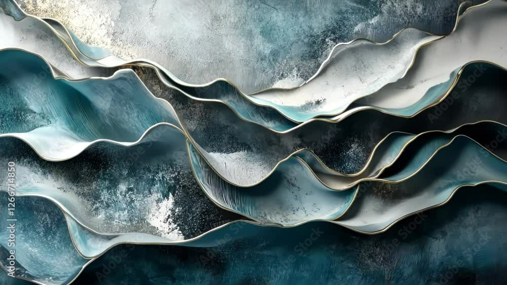 Poster waves of color and texture cascade in a stunning abstract display of artistic fluidity and depth cre