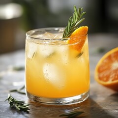 Refreshing Orange Rosemary Cocktail in Rocks Glass