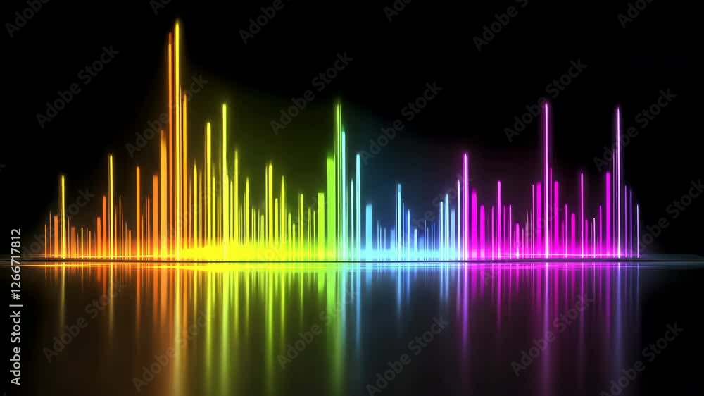 Aufkleber vibrant and colorful soundwave pattern with reflective surface on black background showcasing spectr