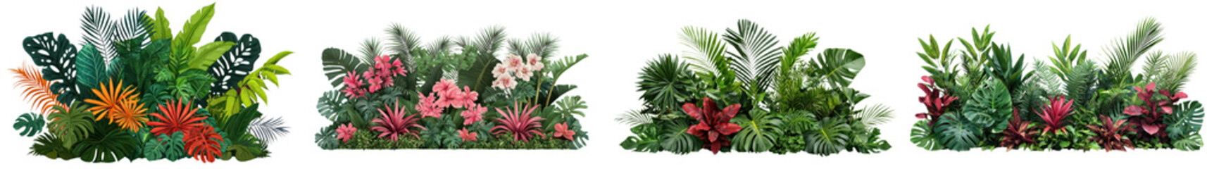 Vibrant and lush tropical foliage flowers and plants in a natural botanical garden setting  Diverse array of exotic and colorful leaves blooms and greenery creating a beautiful verdant © R Studio