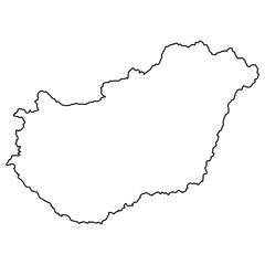 Black and White Outline Map of Hungary