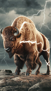 Powerful Lightening Animals - Background Backing Picture Art Image Illustration