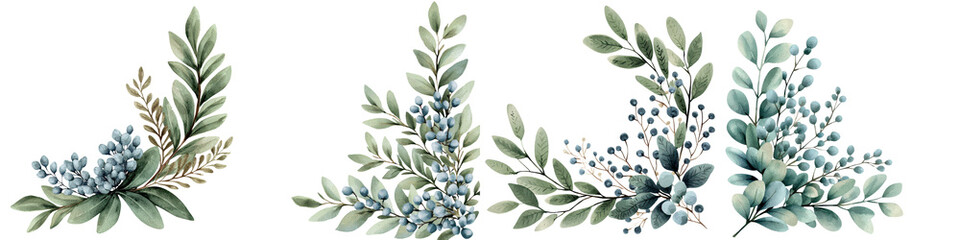 Elegant and Stylized Floral Featuring Delicate Botanical Leaves Foliage and Blossoms in a Lush Natural Composition  Perfect for Nature Inspired Home Decor Greeting Cards Invitations Wallpapers