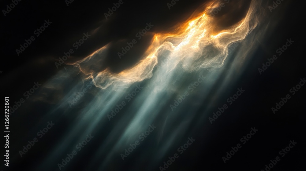 Poster abstract light rays with dark background and mysterious atmosphere