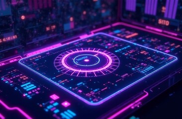 Vibrant digital interface showcases dynamic data visualization in a futuristic design