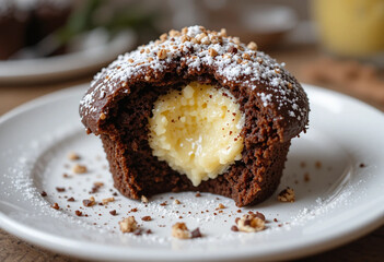 chocolate muffin on a plate