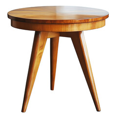 Isolated Small Wooden Round Side Table, Mid-Century