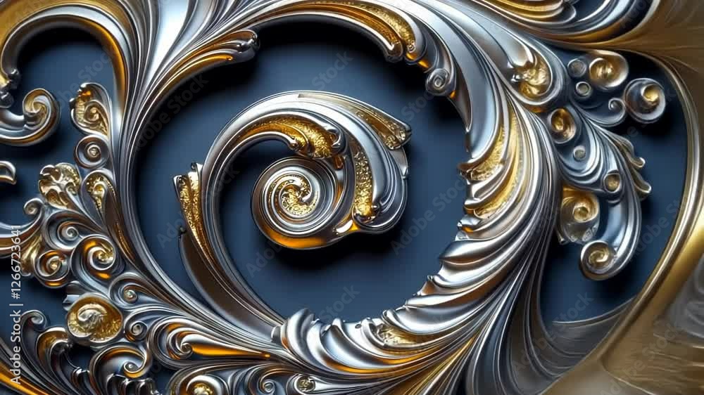 Poster intricate metallic swirls create a mesmerizing pattern resembling a work of art in a modern gallery 
