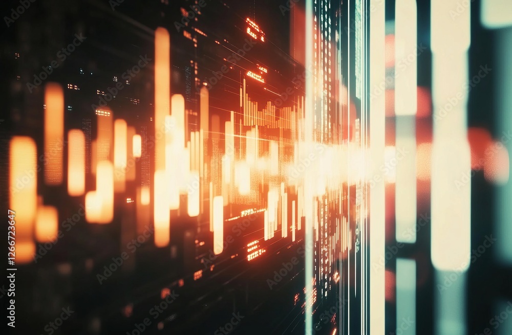 Poster data streams visualized: abstract flow of information with dynamic charts and bright colors in cyber
