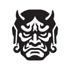 Obraz premium Oni silhouette representing supernatural warriors of legend - Oni illustration - Oni vector - mythical creature silhouette 