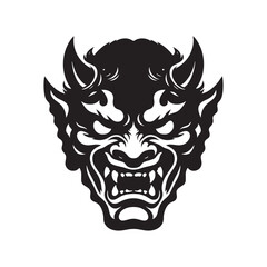 Iconic Oni silhouette symbolizing fierce supernatural power - Oni illustration - Oni vector - mythical creature silhouette
