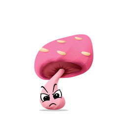angry mushroom mascot illustration for design. cute and playful concept.  wild, food, nature, forest, edible, and fungi themes
