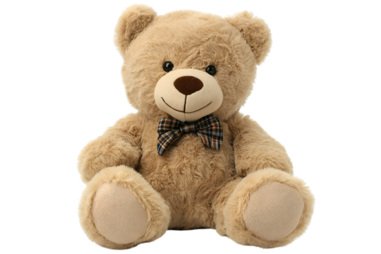 A teddy bear holding expressing love heart isolated on white background.