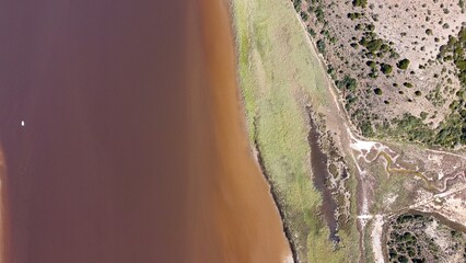 aerial view of river and countryside