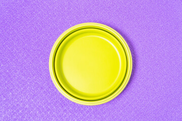  Yellow silicone travel plate on a purple camping mat