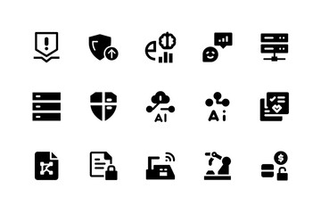 Vivid ai and tech icons set for clear digital art