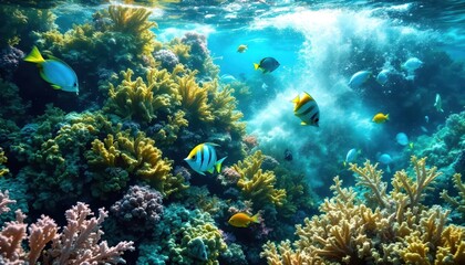 Fototapeta premium Vibrant Coral Reef Fish Underwater Scene Wallpaper