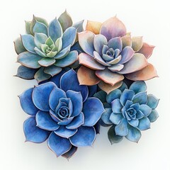 Watercolor Succulents Arrangement in Pastel Colors Soft Morning Light Botanical Art