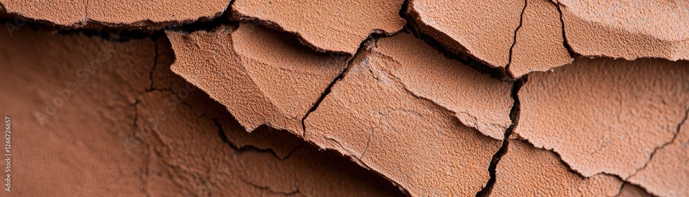 Poster Close-up of Cracked Dry Earth Texture Displaying Natural Patterns and Rustic Color Shades in Warm Tones