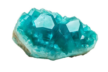 Fototapeta premium Close up of sparkling turquoise gem with facets isolated on white background..