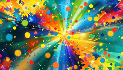 Bright and Festive Birthday Background with Bold Colors and Whimsical Textures