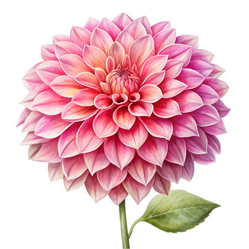 recommend clip art: Watercolor illustration of spring pink dahlia flower