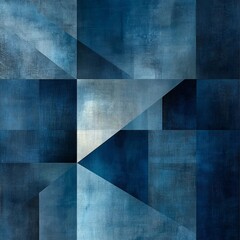 Geometric Abstract Background in Shades of Blue with Textured Patterns for Creative Design Projects and Artistic Applications