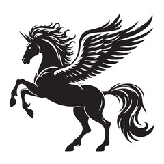 Stunning Pegasus silhouette showcasing the wonder of ancient myths - Pegasus illustration - Pegasus vector - mythical creature silhouette
