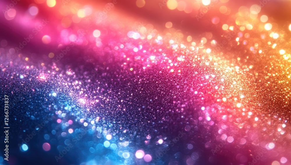 Poster abstract background with vibrant glitter, bokeh, and multicolored sparkles in swirling patterns. shi