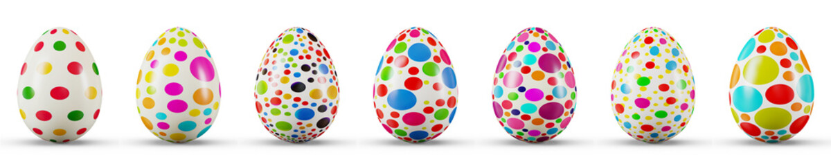 Easter Egg Set on a transparent white background. 3D rendering illustration