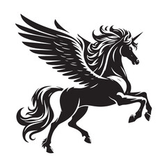 Mythical Pegasus silhouette symbolizing freedom and strength - Pegasus illustration - Pegasus vector - mythical creature silhouette
