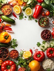 Mexican food border frame framing element on white background