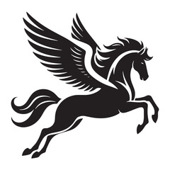 Elegant Pegasus silhouette designed for fantasy lovers - Pegasus illustration - Pegasus vector - mythical creature silhouette
