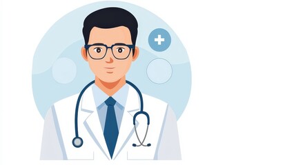 Fototapeta premium Professional Male Doctor with Stethoscope and Medical Background