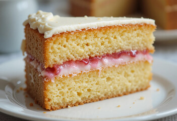 piece of strawberry cake on a plate