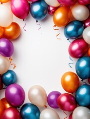 Balloon border frame framing element on white background
