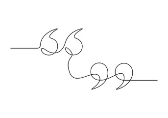 Single continuous line drawing of a quote mark vector illustration