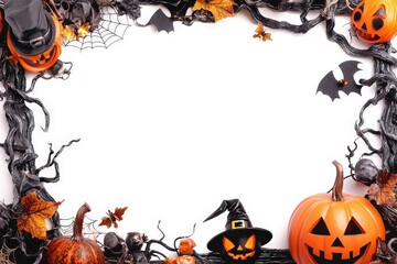 Halloween party border frame framing element on white background