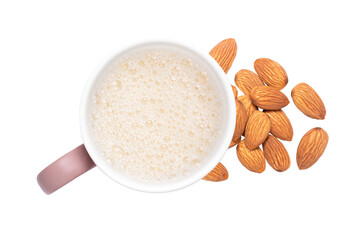 Almond milk on white