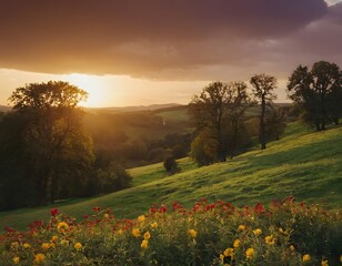 sunrise in the field