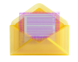 Isolated Yellow Envelope with a Message Constructed of Purple Lines