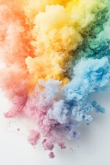 Obraz premium Colorful Smoke Clouds in Soft Pastel Shades on White Background