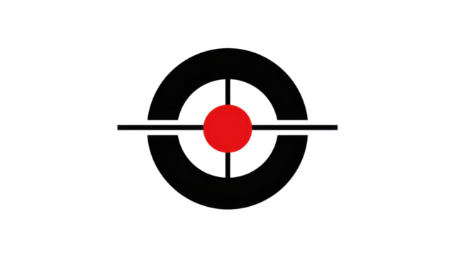 A_circular_target_symbol_featuring_a_central asolated on white background 