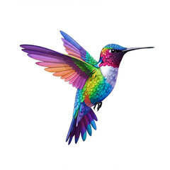 Obraz premium Fantasy world. Illustration of paradise hummingbird bird isolated on a white background.