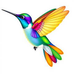 Obraz premium Fantasy world. Illustration of paradise hummingbird bird isolated on a white background.