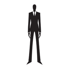 Artistic Slender Man silhouette representing horror and darkness - Slender Man illustration - Slender Man vector - mythical creature silhouette
