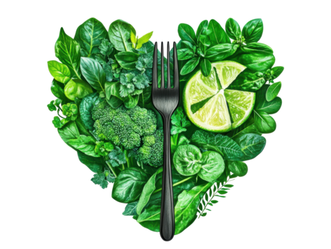 Isolated Vegetarian Icon with fork and lime